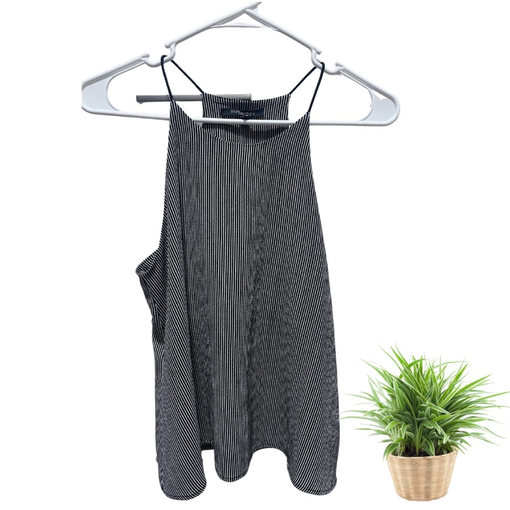 Papermoon Black and White Striped Tank Top